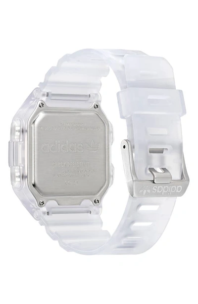 Shop Adidas Originals Digital One Gmt Digital Resin Strap Watch, 47mm In Clear