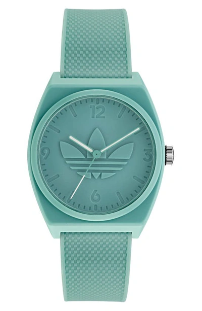 Shop Adidas Originals Project Two Resin Rubber Strap Watch, 38mm In Mint