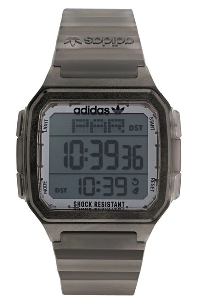 Shop Adidas Originals Digital One Gmt Digital Grey Resin Strap Watch, 47mm