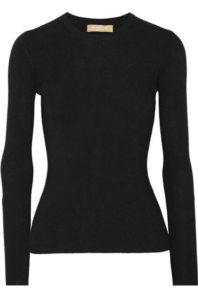 Michael Kors Ribbed Cashmere Sweater In Black
