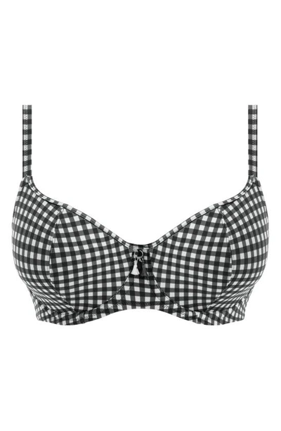 Shop Freya Check In Underwire Sweetheart Bikini Top In Monochrome