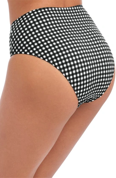 Shop Freya Check In High Waist Bikini Bottoms In Monochrome