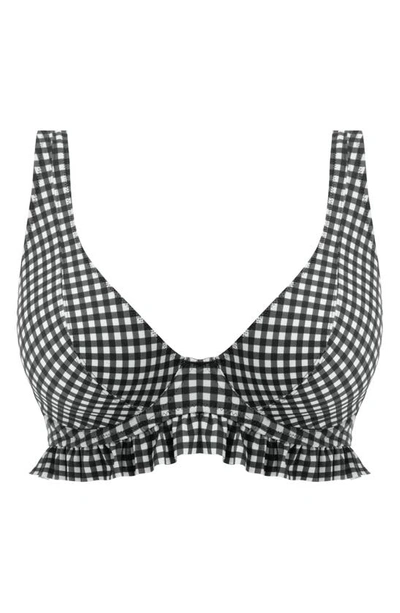 Shop Freya Check In Underwire High Apex Bikini Top In Monochrome