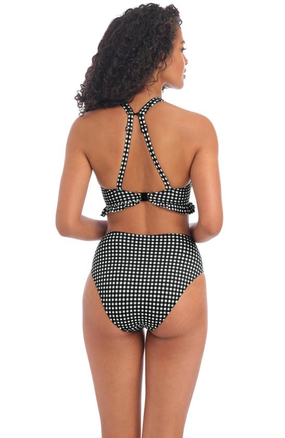 Shop Freya Check In Underwire High Apex Bikini Top In Monochrome