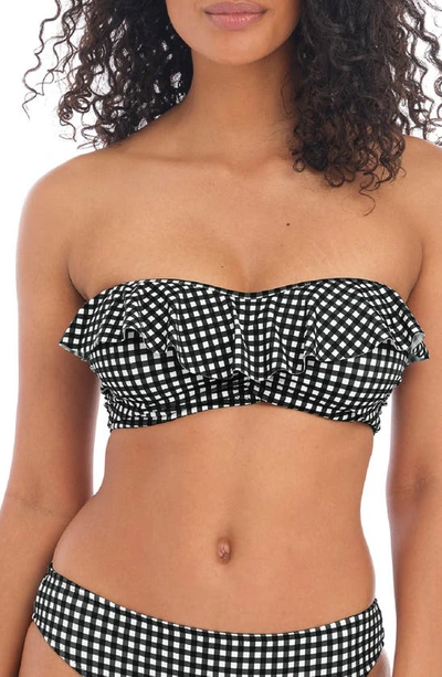 Shop Freya Check In Underwire Bandeau Bikini Top In Monochrome