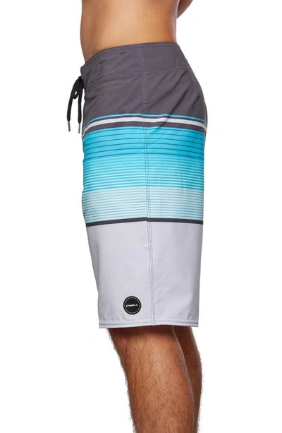Shop O'neill Lennox Stretch Stripe Board Shorts In Fog