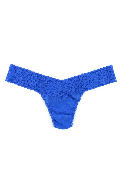 Shop Hanky Panky Daily Lace Low Rise Thong In Bold Blue