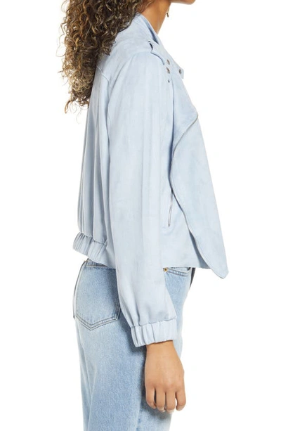 Blanknyc Faux Suede Moto Bomber In Vapor