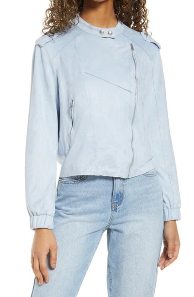 Blanknyc Faux Suede Moto Bomber In Vapor