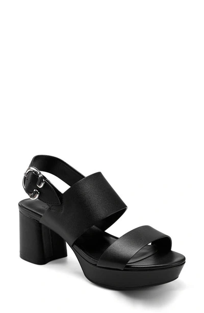 Shop Aerosoles Camera Platform Sandal In Black Leather