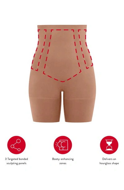 Spanxr Oncore High Waist Mid-thigh Shorts In Caf Au Lait