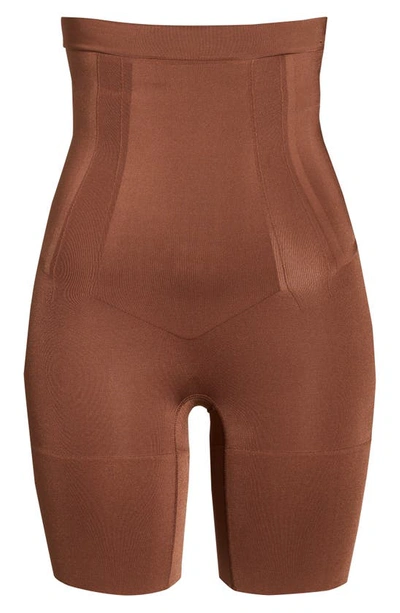 Shop Spanxr Oncore High Waist Mid-thigh Shorts In Chestnut Brown