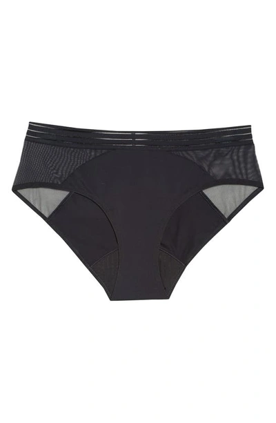 Shop Saalt Period & Leakproof Regular Absorbency Mesh Hipster Panties In Volcanic Black