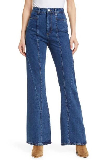 Shop Amendi Joni Wide Leg Jeans In Mid Blue