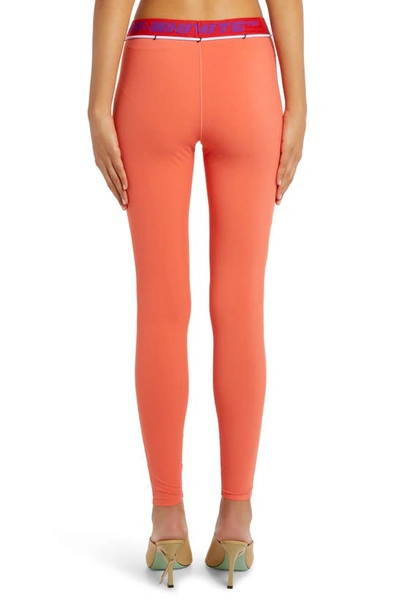 Off-white Logo-waistband Drawstring Leggings In Arancione | ModeSens