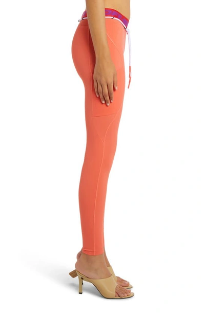 Shop Off-white Logo Band Leggings In Coral Red