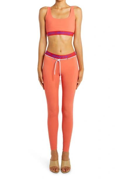 Shop Off-white Logo Band Leggings In Coral Red