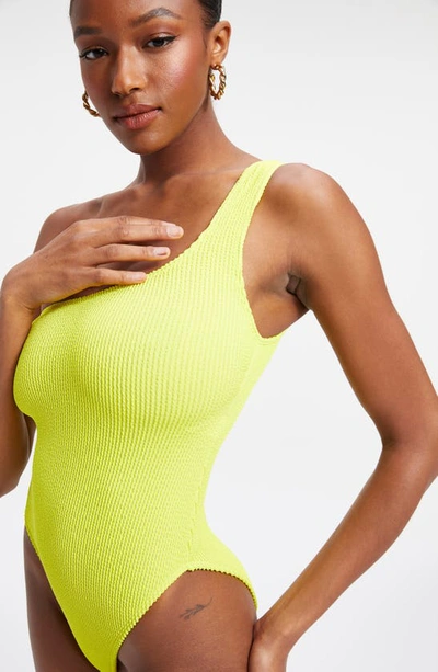 Shop Good American Always Fits One-shoulder One-piece Swimsuit In Electric Yellow