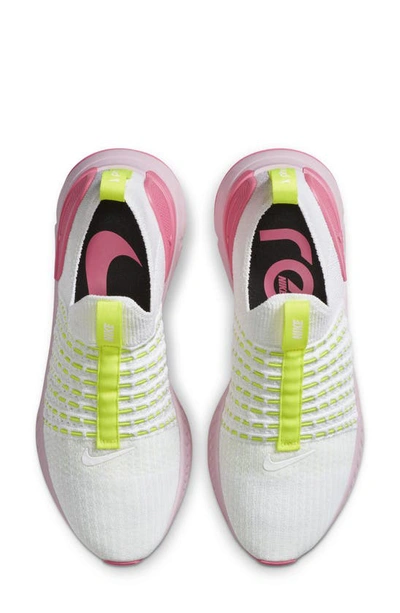 Nike React Phantom Run Flyknit 2 Running Shoe In White/ White/ Volt/ Pink Glow