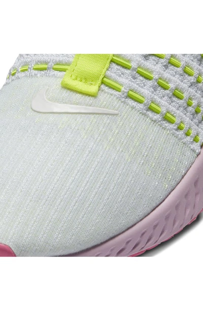 Nike React Phantom Run Flyknit 2 Running Shoe In White/ White/ Volt/ Pink Glow