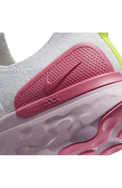 Shop Nike React Phantom Run Flyknit 2 Running Shoe In White/ White/ Volt/ Pink Glow