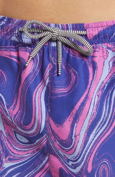 Shop Open Edit Recycled Volley Swim Trunks In Blue Clematis Marble Swirl