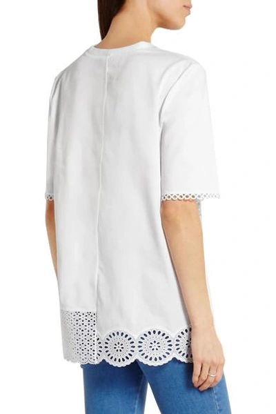 Shop Stella Mccartney Molly Broderie Anglaise-trimmed Cotton-blend T-shirt