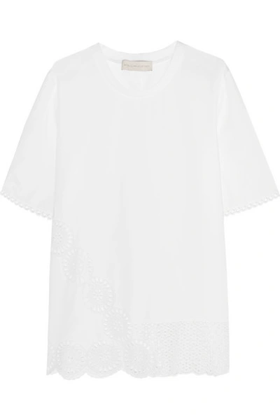 Shop Stella Mccartney Molly Broderie Anglaise-trimmed Cotton-blend T-shirt