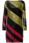 SONIA RYKIEL Sequined Striped Knitted Mini Dress
