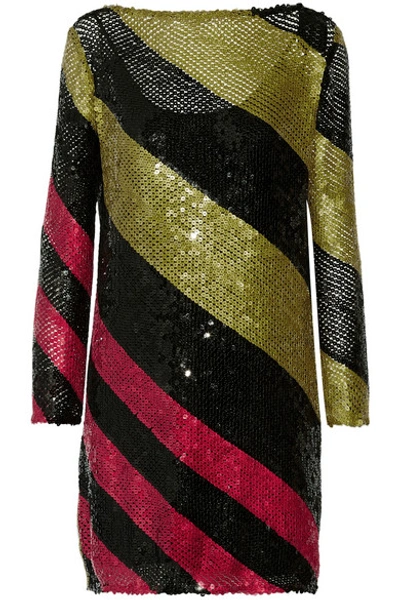 Shop Sonia Rykiel Sequined Striped Knitted Mini Dress