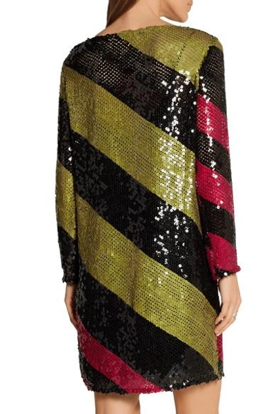 Shop Sonia Rykiel Sequined Striped Knitted Mini Dress