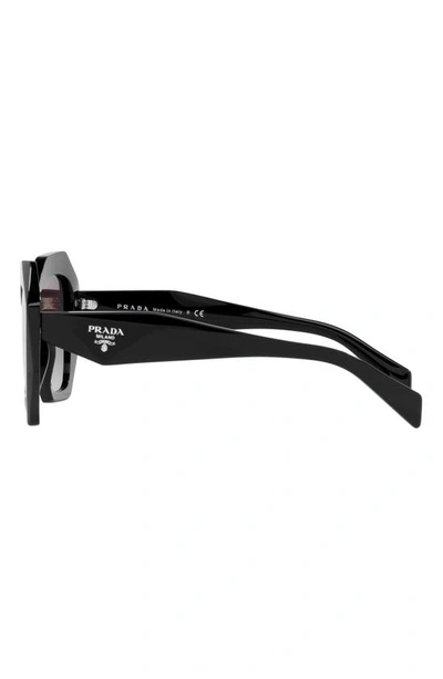 Prada 53mm Gradient Angular Sunglasses In Black/ Grey Gradient