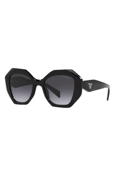 Prada 53mm Gradient Angular Sunglasses In Black/ Grey Gradient