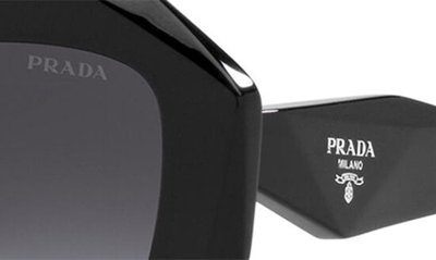 Prada 53mm Gradient Angular Sunglasses In Black/ Grey Gradient