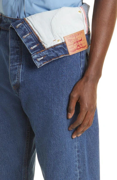 Shop Y/project Asymmetric Waist Organic Cotton Jeans In Navy