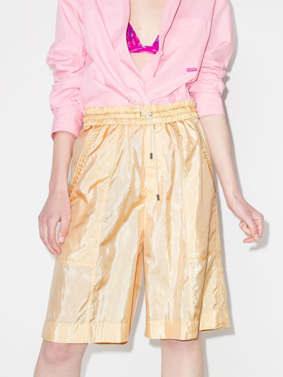 Shop Isabel Marant Laiora Drawstring-waist Bermuda Shorts In Yellow