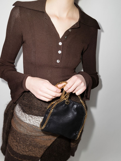 Stella Mccartney Falabella Tiny Chain-link Tote Bag In Black