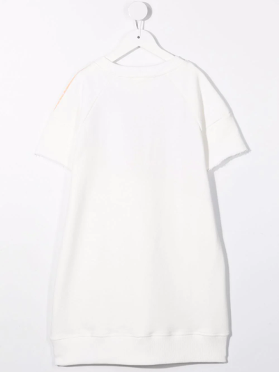 Andorine Patchwork Sweater Dress In White