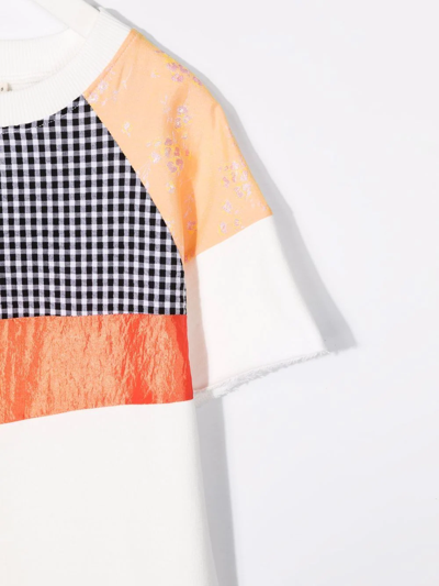 Andorine Patchwork Sweater Dress In White