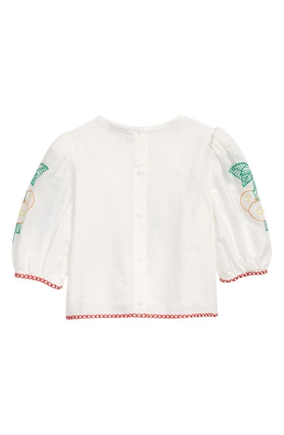 Shop Stella Mccartney Kids' Floral Embroidered Linen & Cotton Top In 100 White