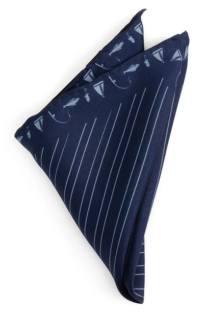 Shop Cufflinks, Inc . Nautical Silk Pocket Square In Blue