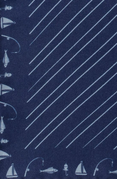 Shop Cufflinks, Inc Nautical Silk Pocket Square In Blue