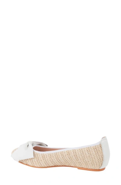 Patricia Green St. Tropez Bow Raffia Flat In White Straw