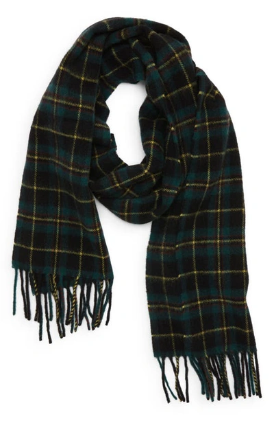 Shop Drake's Plaid Wool Scarf In Blue Multicolour