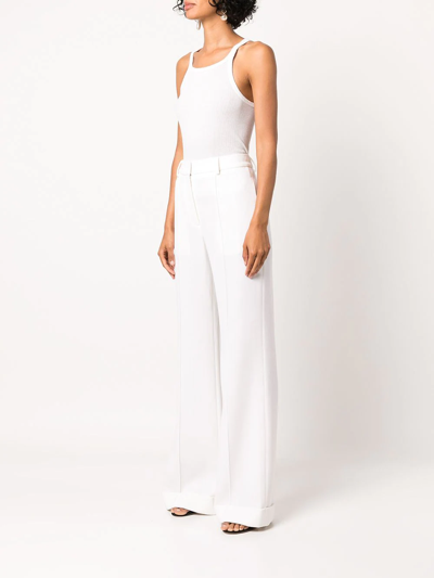 Adam Lippes Cuffed Wide-leg Trousers In White