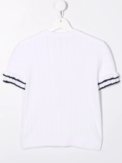 Elie Saab Junior Teen Ruffled Short-sleeved Shirt In White