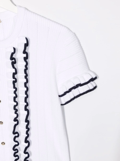 Elie Saab Junior Teen Ruffled Short-sleeved Shirt In White