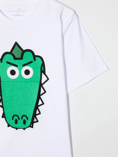 Stella Mccartney Funny Crocodile Face-print T-shirt In White