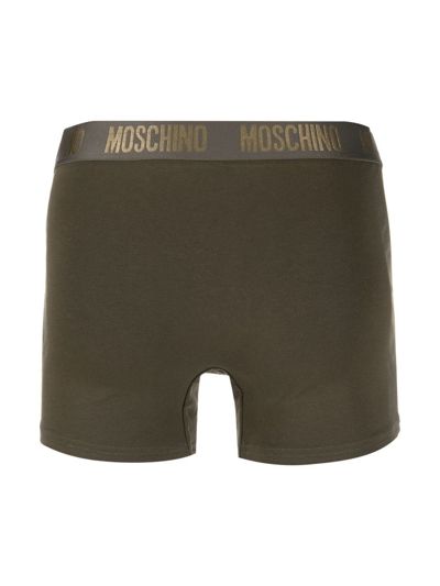 Shop Moschino Logo-waistband Boxers In Green