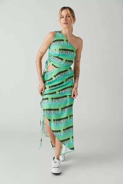 Shop Fiorucci Drawstring Midi Dress In Green
